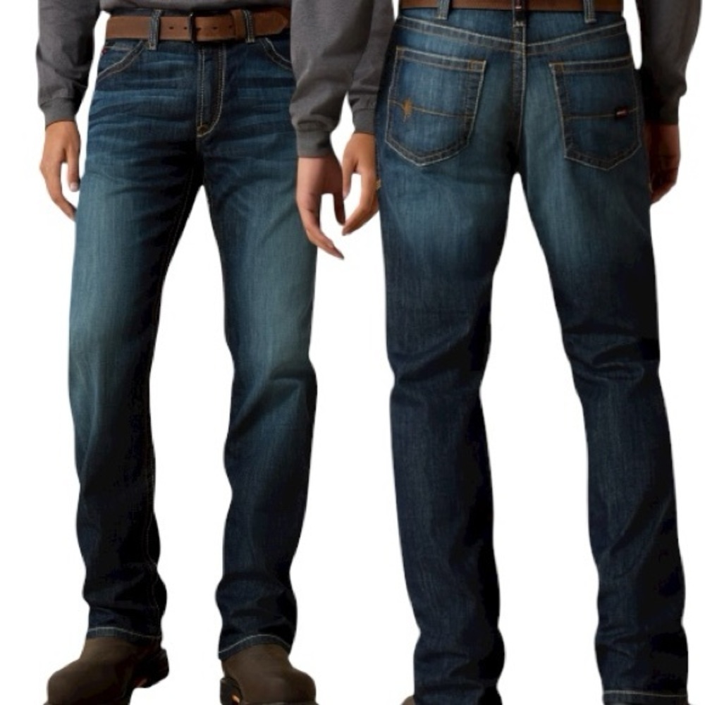 Ariat Men's CAT2 FR M4 Relaxed Boot mid rise medium wash jeans - size 36x30